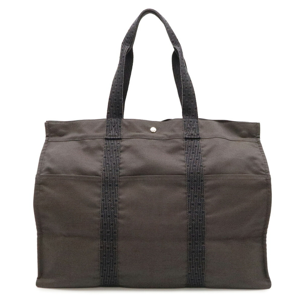 HERMES Hermes Herline Tote TGM Bag Large Boston Travel Canvas Gray Black